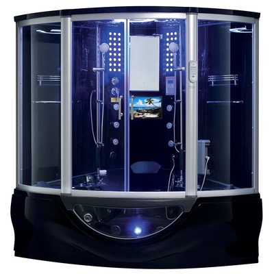 Superior Steam Shower Tub Combo with TV, Black