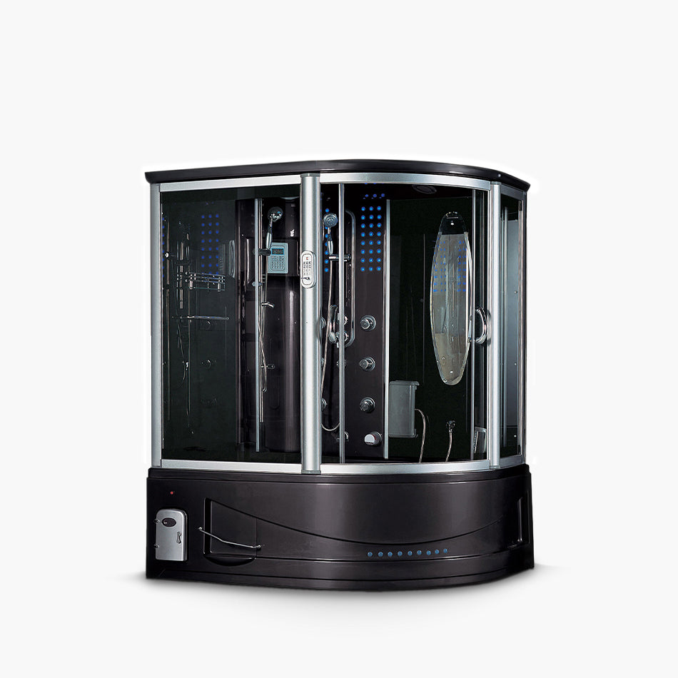121 67 x 51 x 88 in. Siena Left Steam Shower, Black