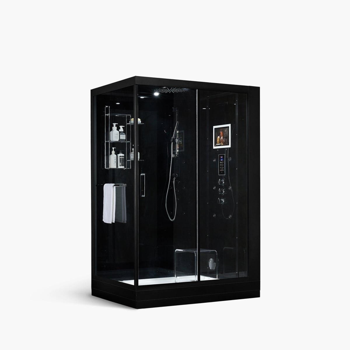 209 57 x 37 x 88 in. Anzio Right Steam Shower, Black