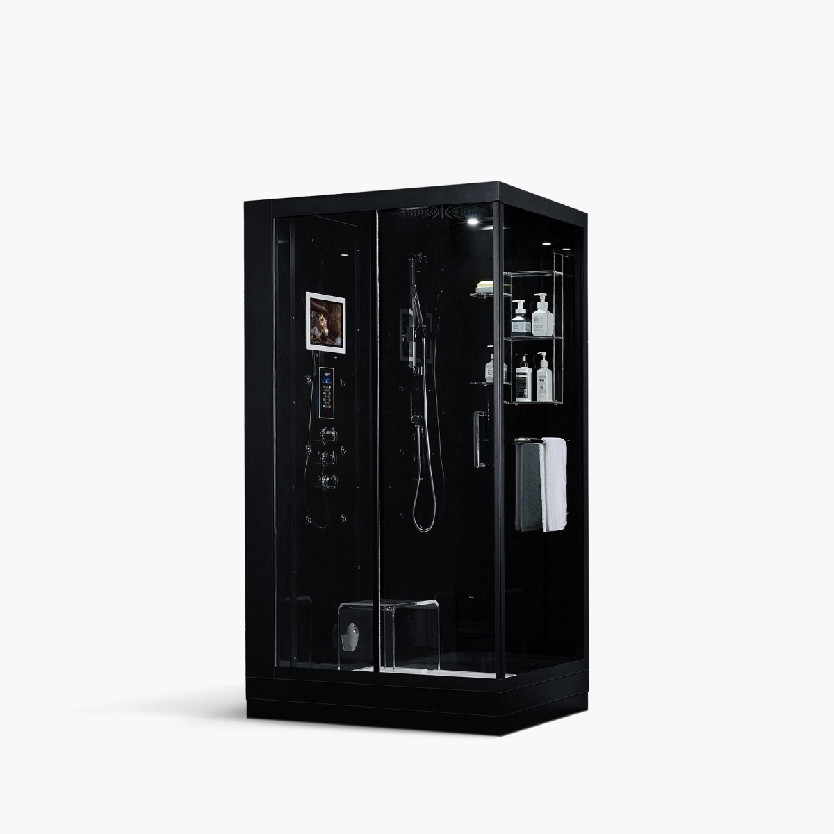 207 47 x 33 x 88 in. Lucca Left Steam Shower, Black