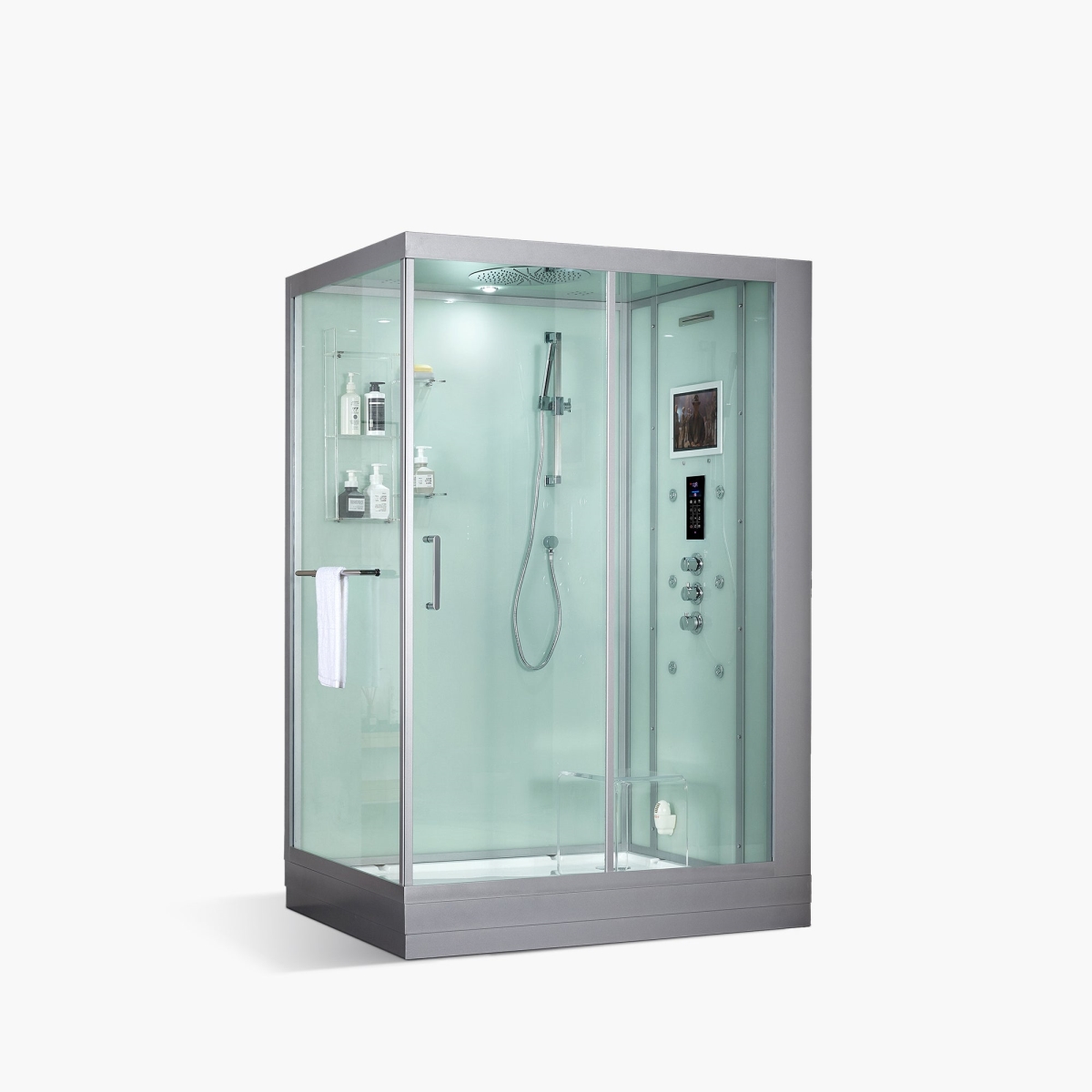 208 57 x 37 x 88 in. Anzio Right Steam Shower, White