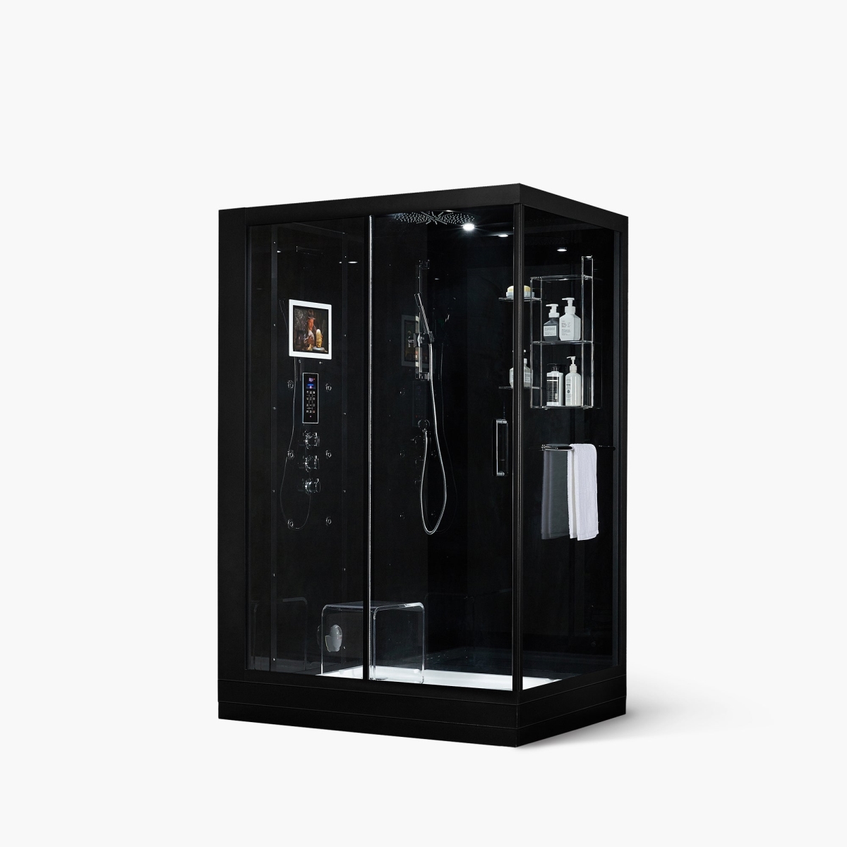 211 57 x 37 x 88 in. Anzio Left Steam Shower, Black
