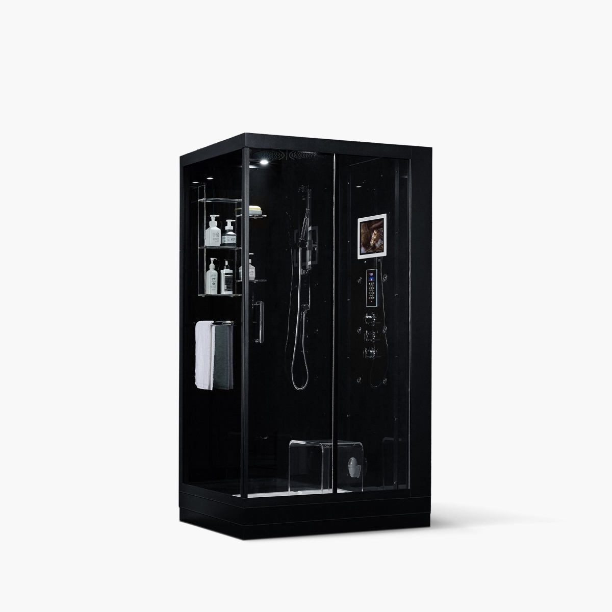 205 47 x 33 x 88 in. Lucca Right Steam Shower, Black
