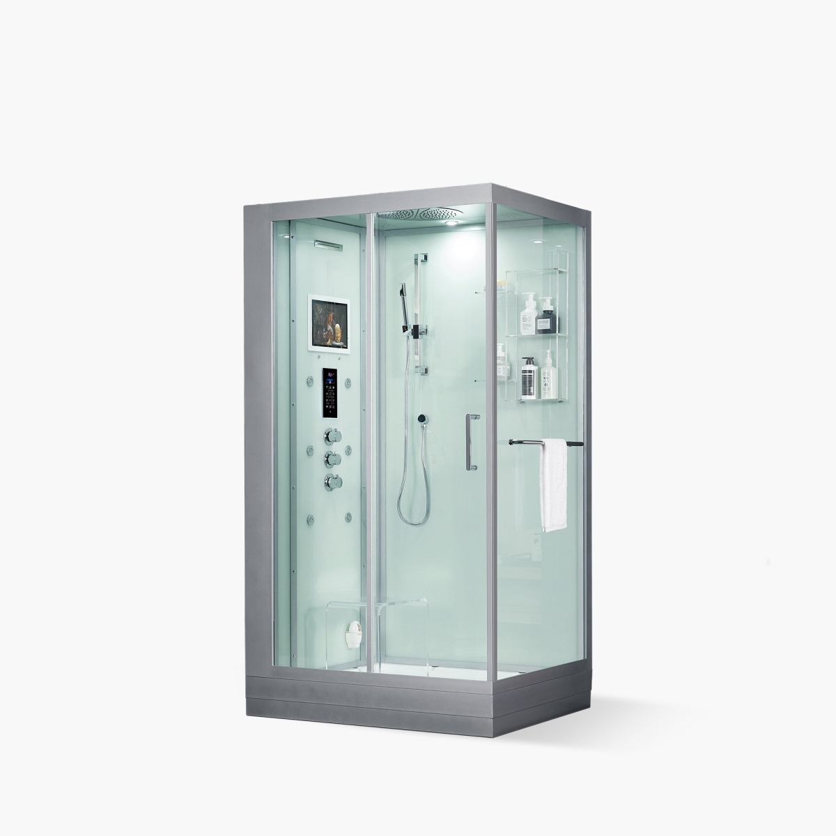 206 47 x 33 x 88 in. Lucca Left Steam Shower, White