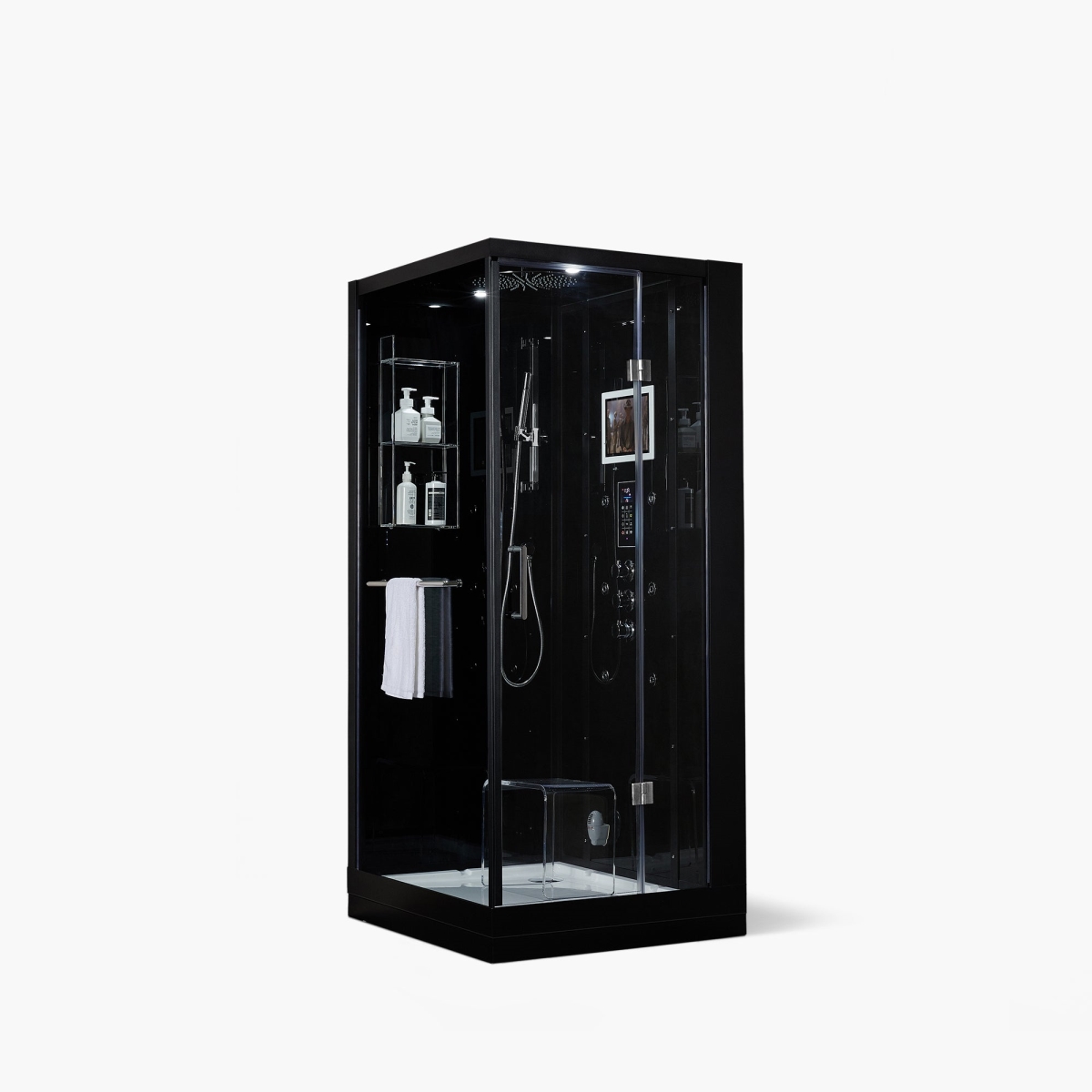 201 37 x 37 x 88 in. Arezzo Right Steam Shower, Black