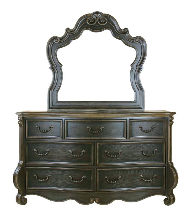 2 x 44 x 44 in. Bordeaux Mirror, Espresso Oak