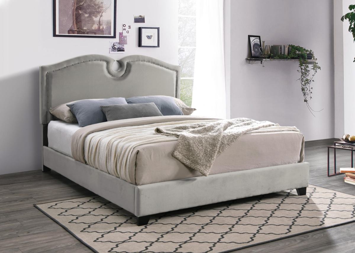 Myco Furniture KM8005-K-CP 84 x 80 x 56 in. Kimberly Nailhead King Size Bed, Champagne -  MYCO Furniture   Inc