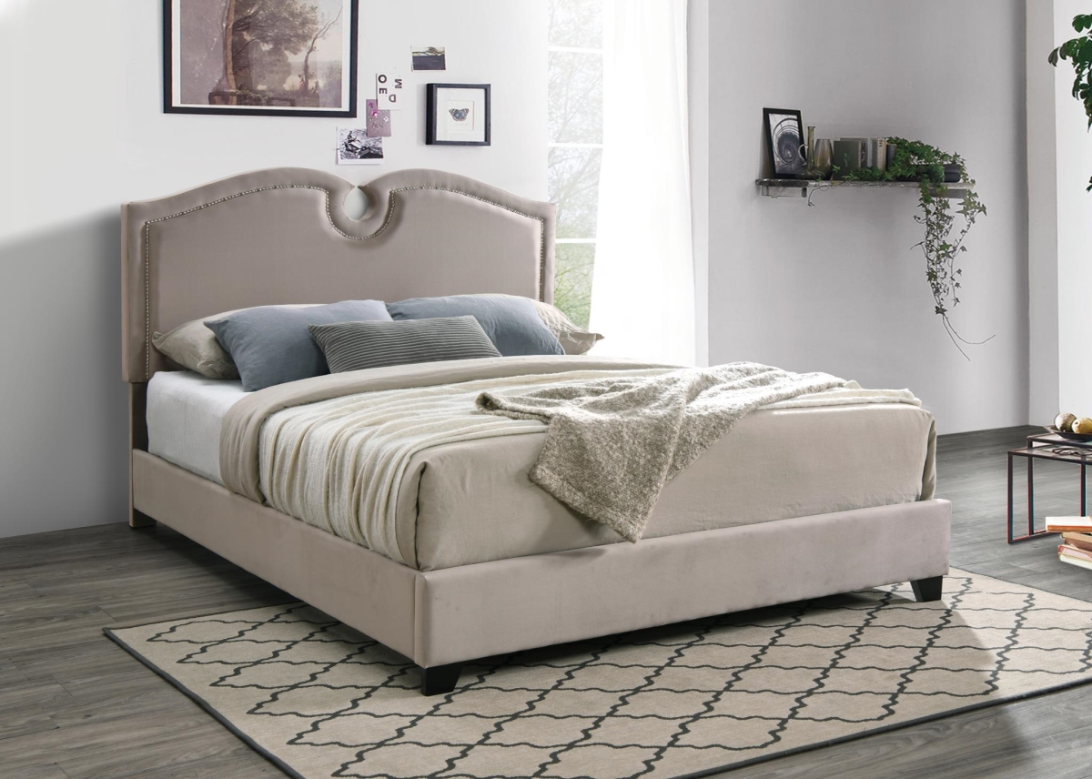 Myco Furniture KM8005-K-BR 84 x 80 x 56 in. Kimberly Nailhead King Size Bed, Brown -  MYCO Furniture   Inc