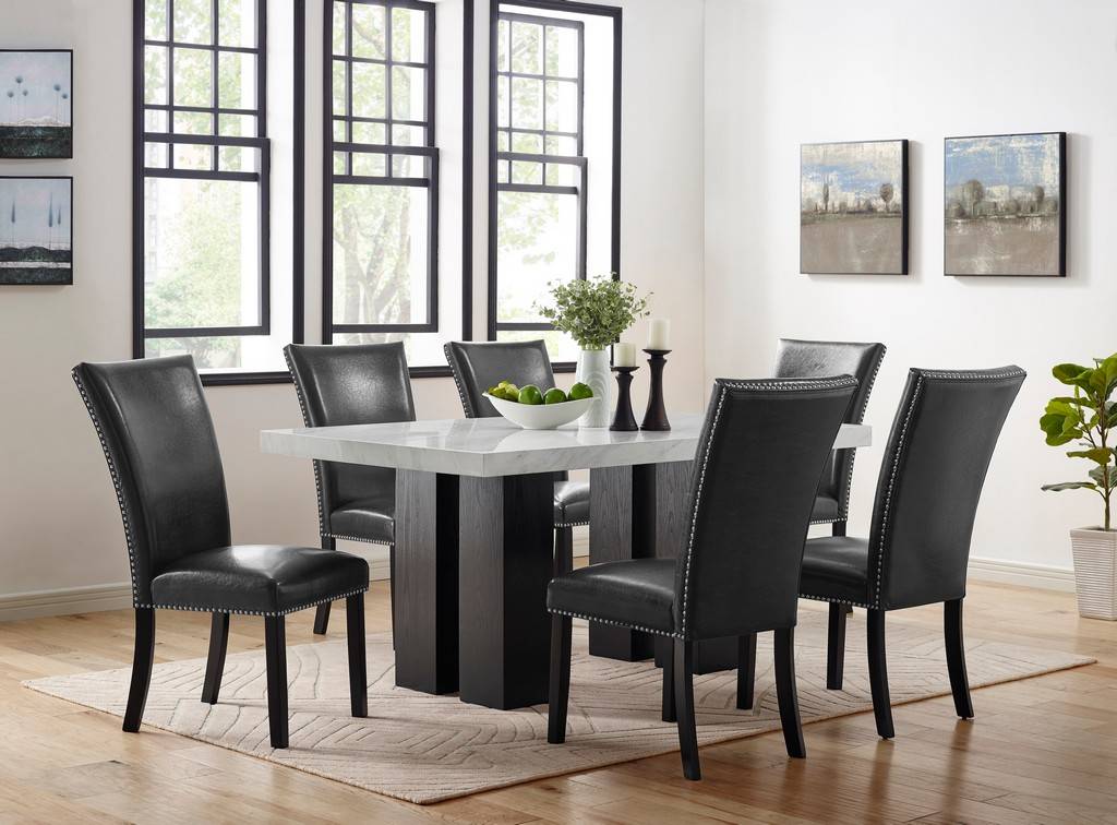 Faux Leather Side Chair, Black