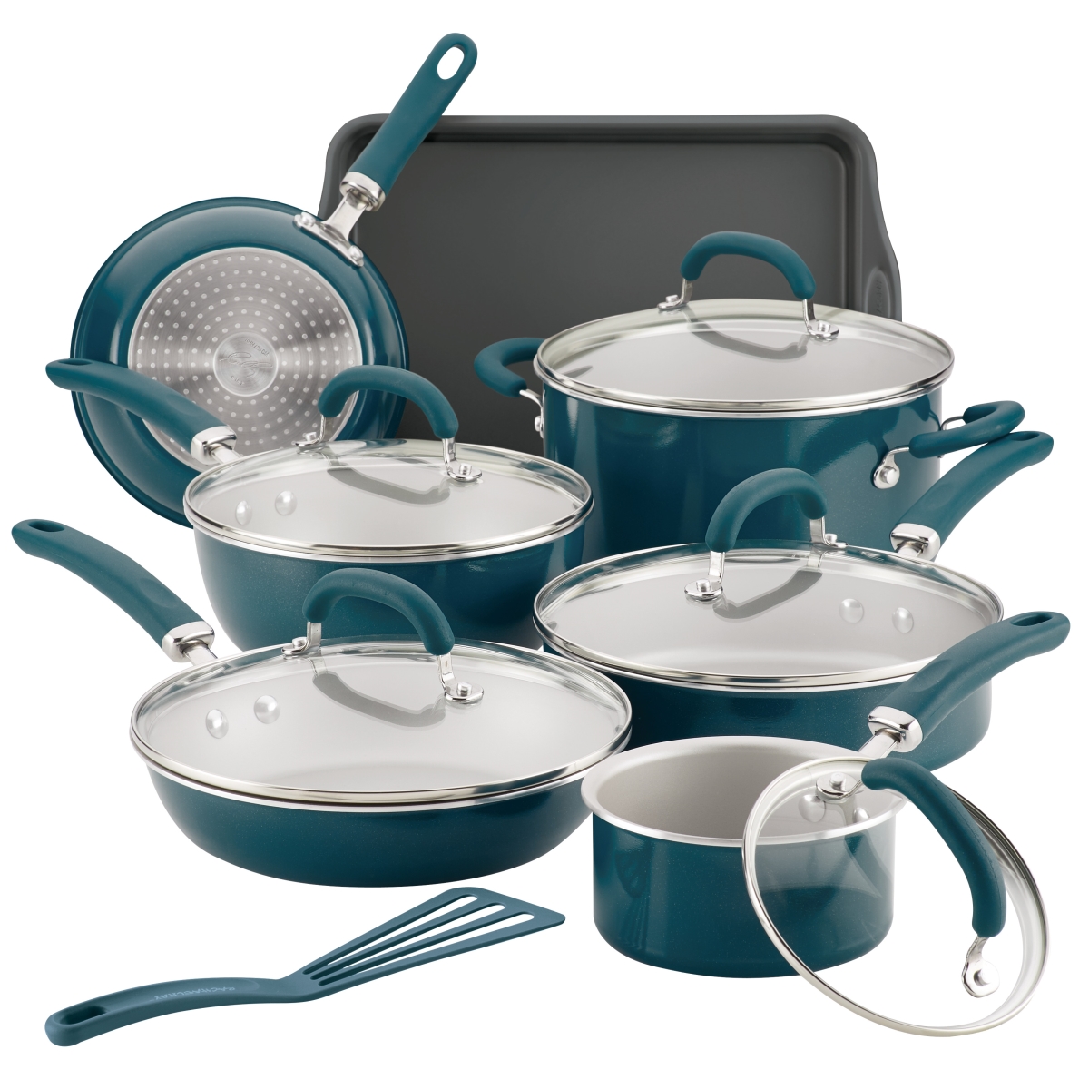 Picture of Rachael Ray 12144 Create Delicious Aluminum Nonstick Cookware Set, 13 Piece - Teal Shimmer