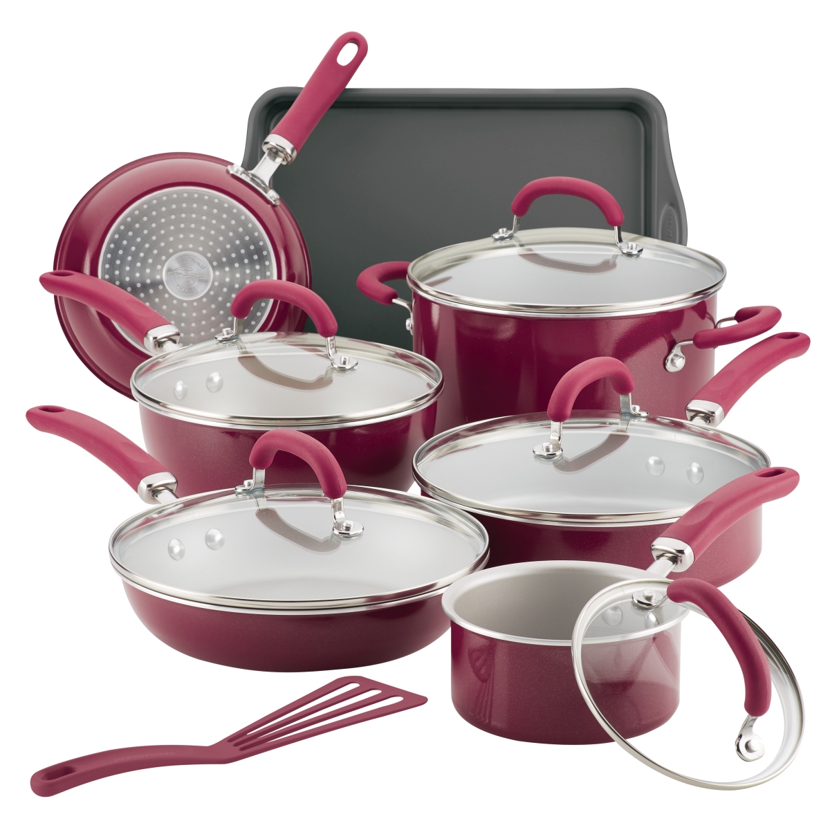 Picture of Rachael Ray 12145 Create Delicious Aluminum Nonstick Cookware Set, 13 Piece - Burgundy Shimmer