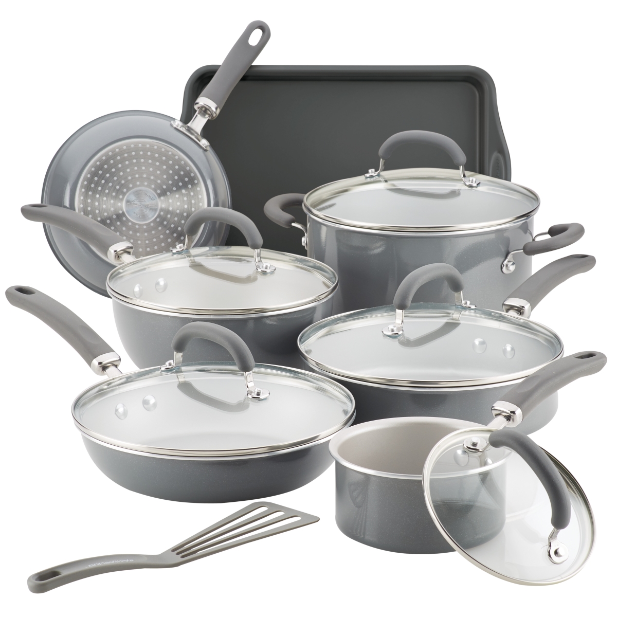 Picture of Rachael Ray 12148 Create Delicious Aluminum Nonstick Cookware Set, 13 Piece - Gray Shimmer