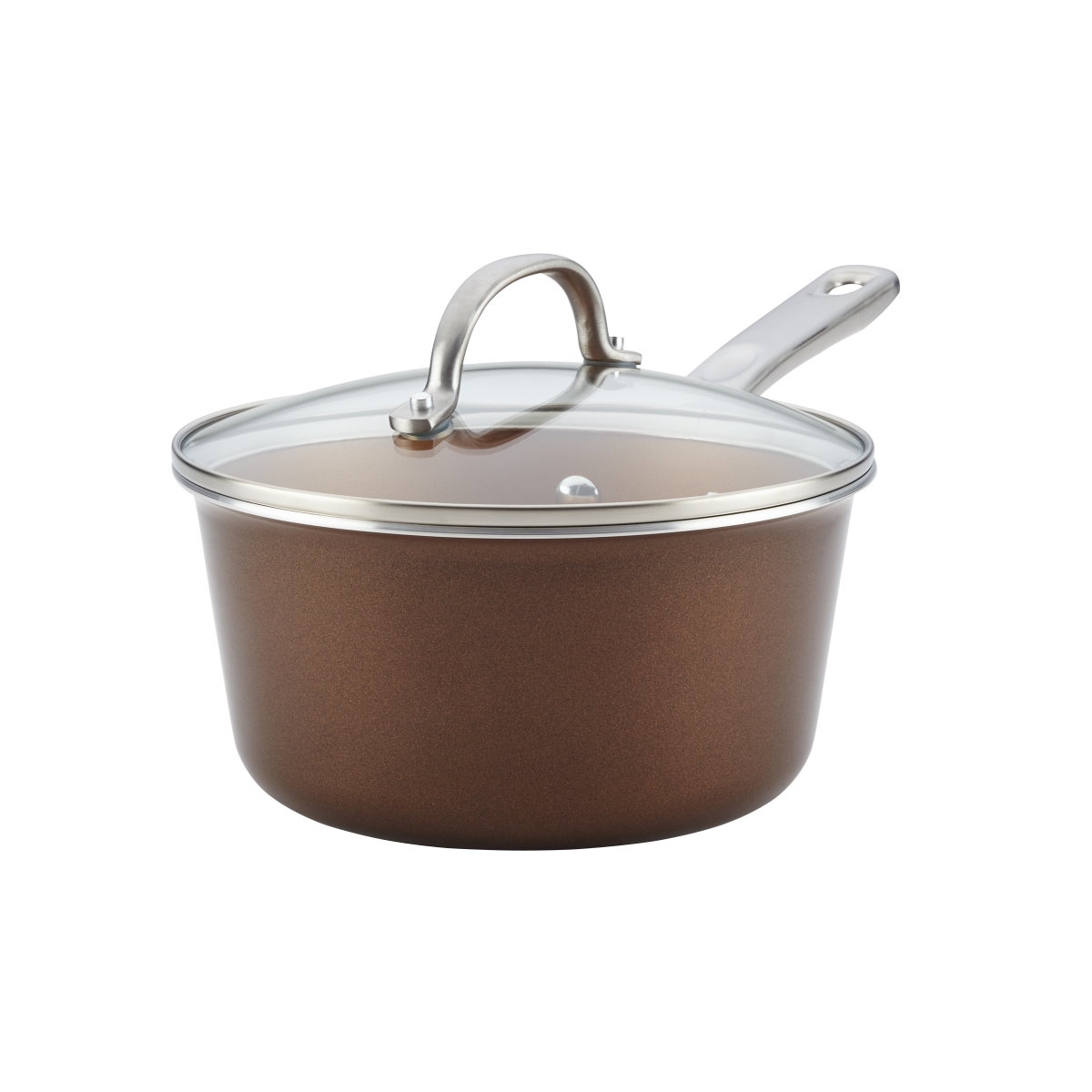 Picture of Ayesha Curry 10759 Porcelain Enamel Nonstick Covered Saucepan&#44; 3 qt. - Brown Sugar