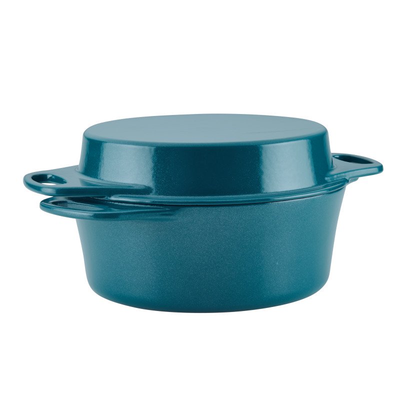 Picture of Rachael Ray 47873 4 qt. Cast Iron Double Duty Casserole with 10 in. Griddle Lid&#44; Teal Shimmer