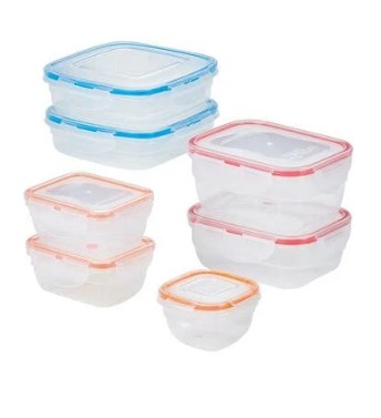 Picture of Lock & Lock HPL311A7 Easy Essentials Color Mates Assorted Food Storage Container Set&#44; Clear - 14 Piece