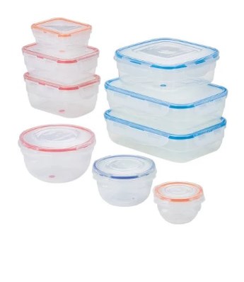 Picture of Lock & Lock HPL301A9 Easy Essentials Color Mates Assorted Food Storage Container Set&#44; Clear - 18 Piece