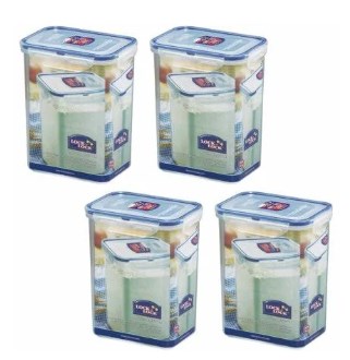 Picture of Lock & Lock HPL813S4 Easy Essentials Pantry 7.6-Cup Rectangular Food Storage Container&#44; Clear - Set of 4