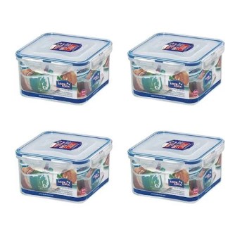 Picture of Lock & Lock HPL822DS4 41 oz Easy Essentials Square Food Storage Container&#44; Clear - Set of 4