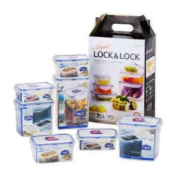 Picture of Lock & Lock HPL809BS Easy Essentials Rectangular Food Storage Container Set&#44; Clear - 14 Piece