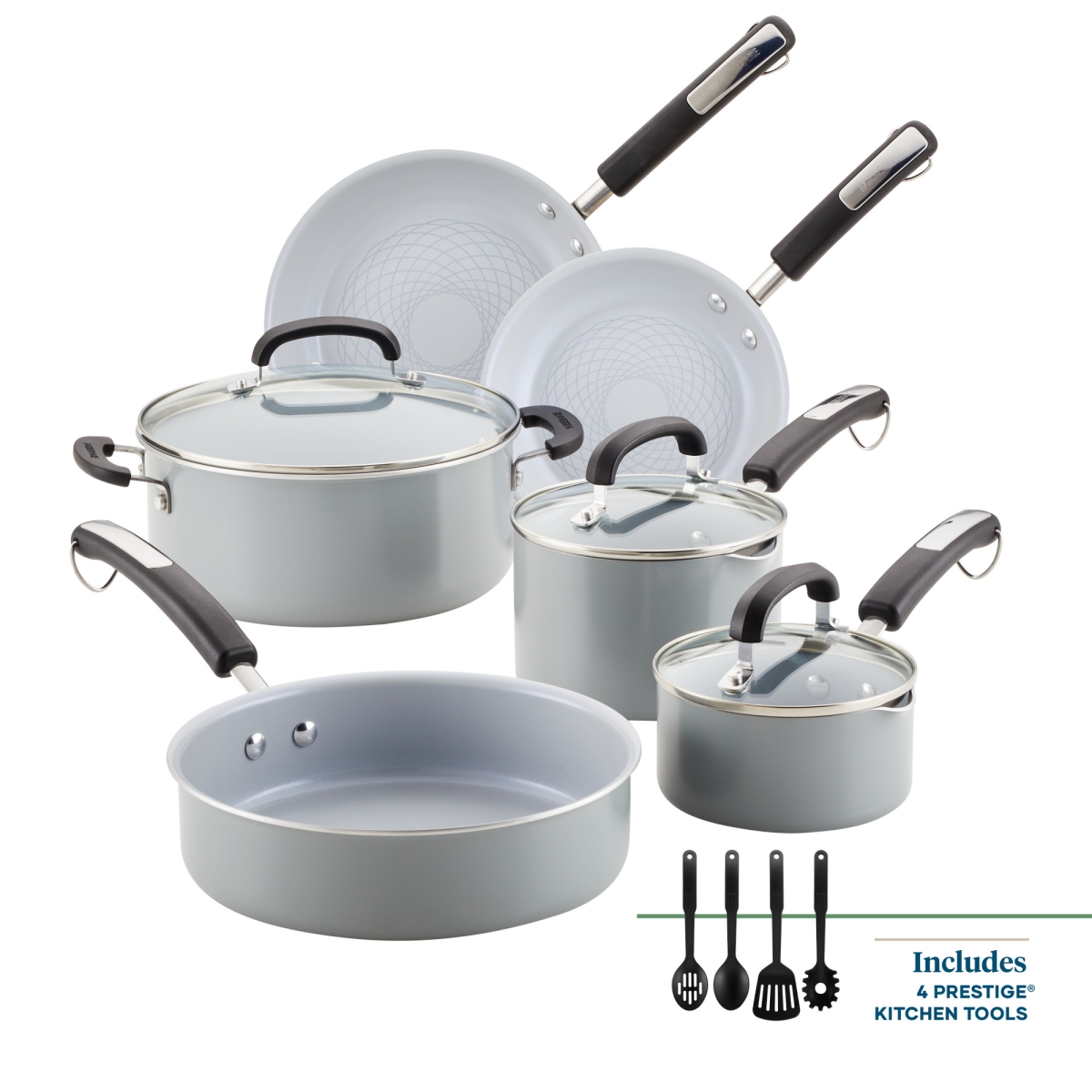 Picture of Farberware 13462 Farberware Eco Advantage Ceramic Nonstick Cookware Set, Gray - 13 Piece