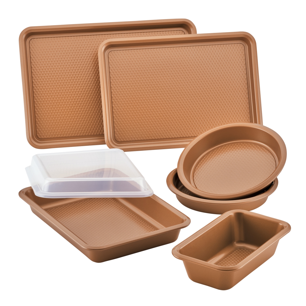 Picture of Ayesha Curry 48475 Bakeware Nonstick Cookie Loaf & Cake Pan Set&#44; Copper - 7 Piece