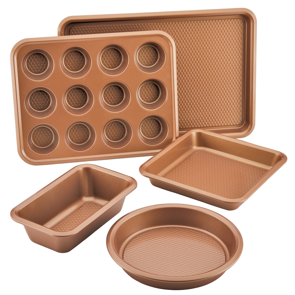 Picture of Ayesha Curry 48518 Bakeware Nonstick Bakeware Set, Copper - 5 Piece