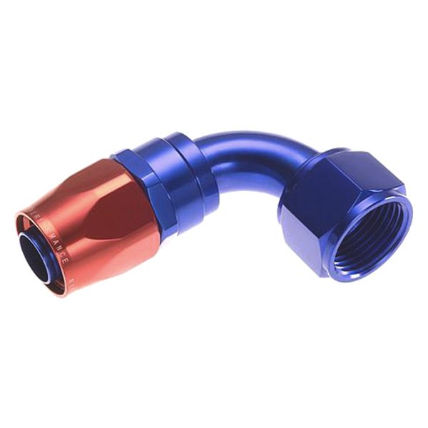 RHP1090-20-1 20AN 90 deg Aluminum Hose End, Red & Blue