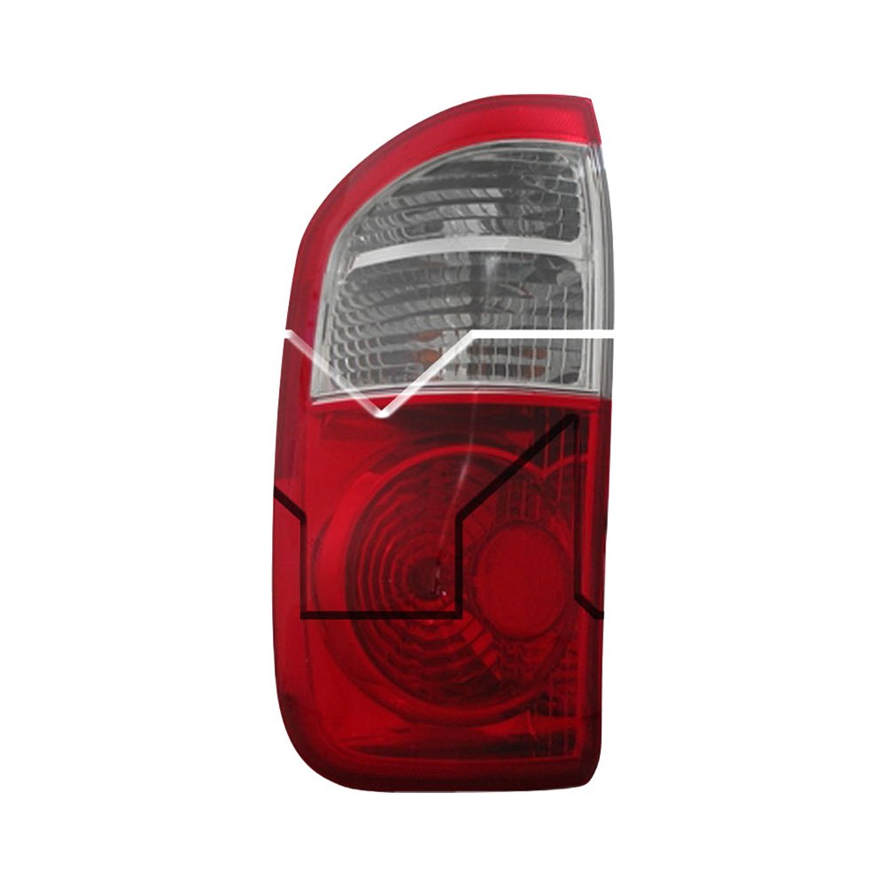 Left Hand Passenger Side Replacement Tail Light - Chrome Housing Red/Clear Lens - 2004-2006 Toyota Tundra