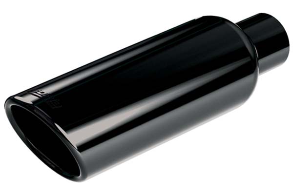 BRL20162 Stainless Steel Round Rolled Edge Angle Cut Clamp-On Black Exhaust Tip