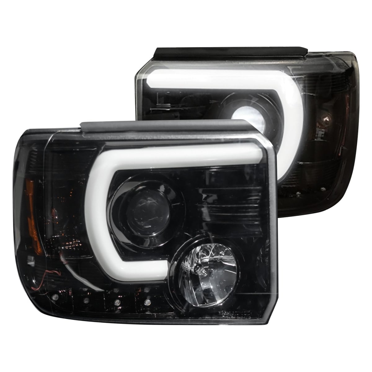 REC264295BKCS Projector Headlights for 2014-2018 Sierra 1500 & 2014-2019 Sierra 2500-3500, Smoked & Black