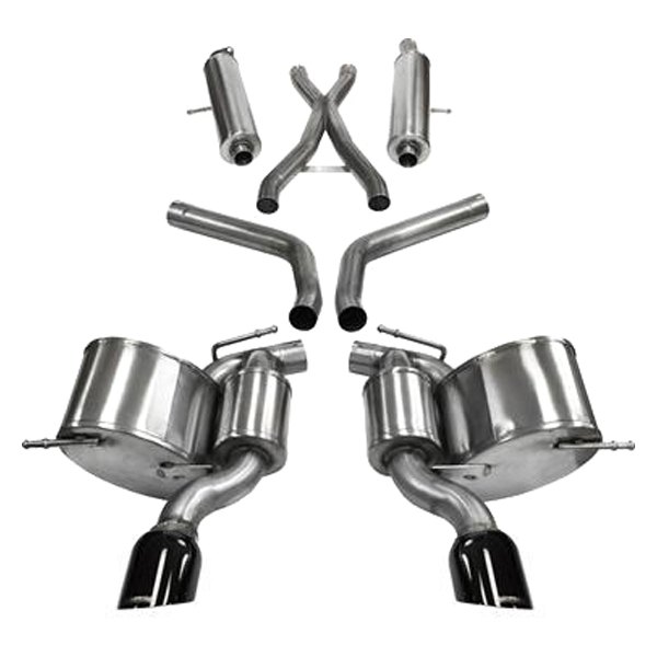 Corsa Performance Exhaust CSR14466BLK 2.75 in. Cat-Back Dual Rear Exit Single 4.5 in. Sport Exhaust System for 2014-16 Grand Cherokee 6.4L V8