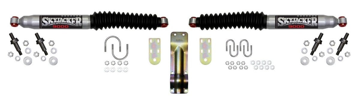 9220 Silver Dual Steering Stabilizer Kit with Boots, Black