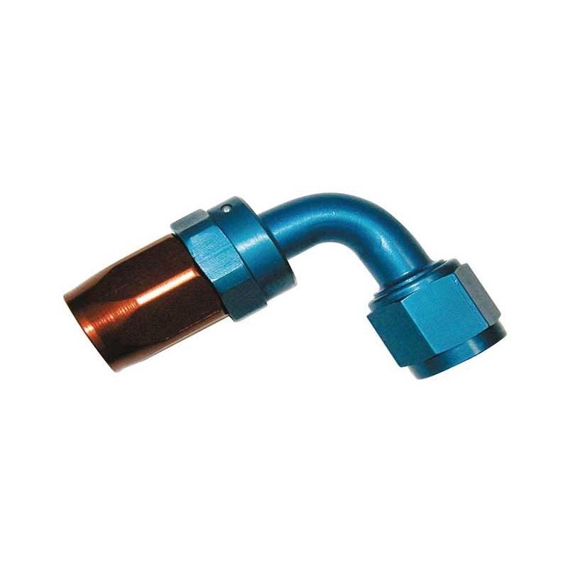 90 deg Swivel Aluminum Hose End, Red & Blue - -4AN