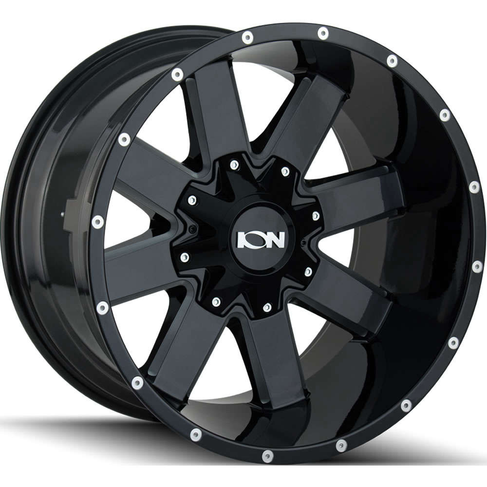 Ion ION141-7937M18 17 x 9 in. 6x135-6x139.7 Bolt Pattern 5.71 Backspace 18 Offset 141 Gloss Black & Milled Spokes Wheel
