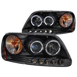 ANZ111031 97-02 Expedition 97-03 Ford F-150 Headlights Projector with Halo LED, Black