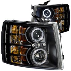 Picture of ANZO USA ANZ111107 07-13 Silverado 1500 & Silverado 2500-3500 Headlights Black Clear Projectors with Halos