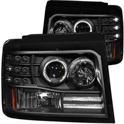 Picture of ANZO USA ANZ111184 92-96 F150 & F250 Bronco Projector Halo Black with Side Marker with Parking Light