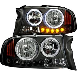 97-04 Dakota 98-03 Durango Projector with LED Halo Black Clear Headlights