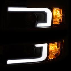 ANZ111359 15-16 Silverado 25 & 3500 HD Projector Headlights with Plank Style Design Black with Amber