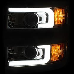 15-16 Silverado 25 & 3500 HD Projector Headlights with Plank Style Design Chrome with Amber