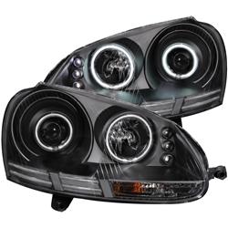 Picture of ANZO USA ANZ121345 05-09 Volkswagen Jetta 06-09 Rabbit&#44; Golf & GTI Projector Halo Black Clear with Headlight