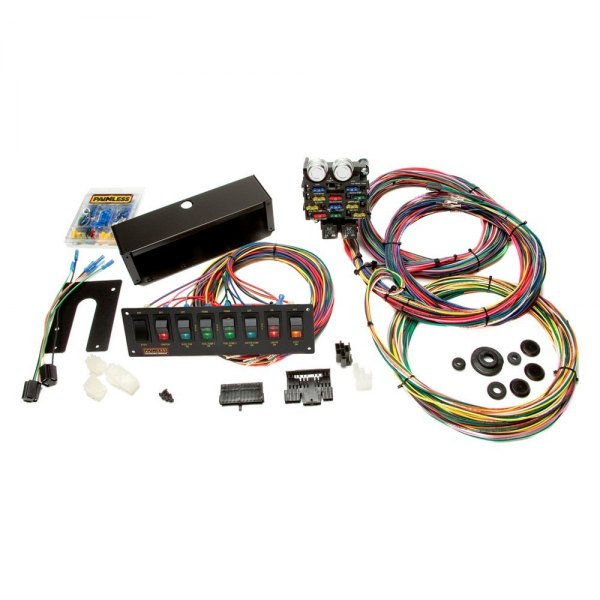 PAN50003 21-Circuit Drag Race Car Chasis Harness with Switch Panel Kit
