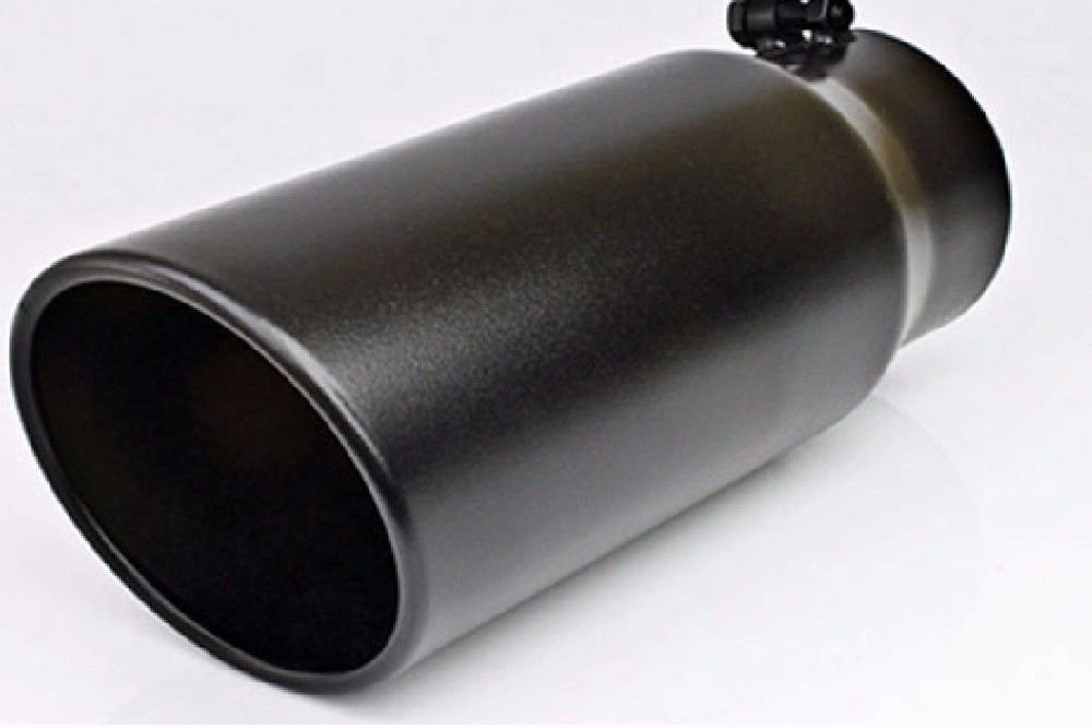 Black Powder Coated 5 in. Rolled Slant 12 in. Bolt on Black Exhaust Tip