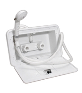 PHFPF266201 25 Turn Plastic Exterior Shower Box with 59 in. Vinyl Hose, White