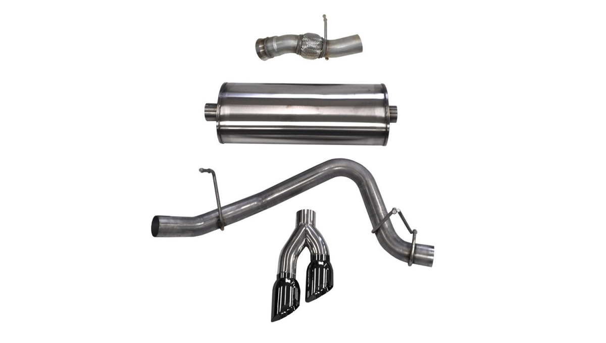 CSR14826BLK Cat Back Exhaust Single Side Exit with Black Twin Pro Series Tips