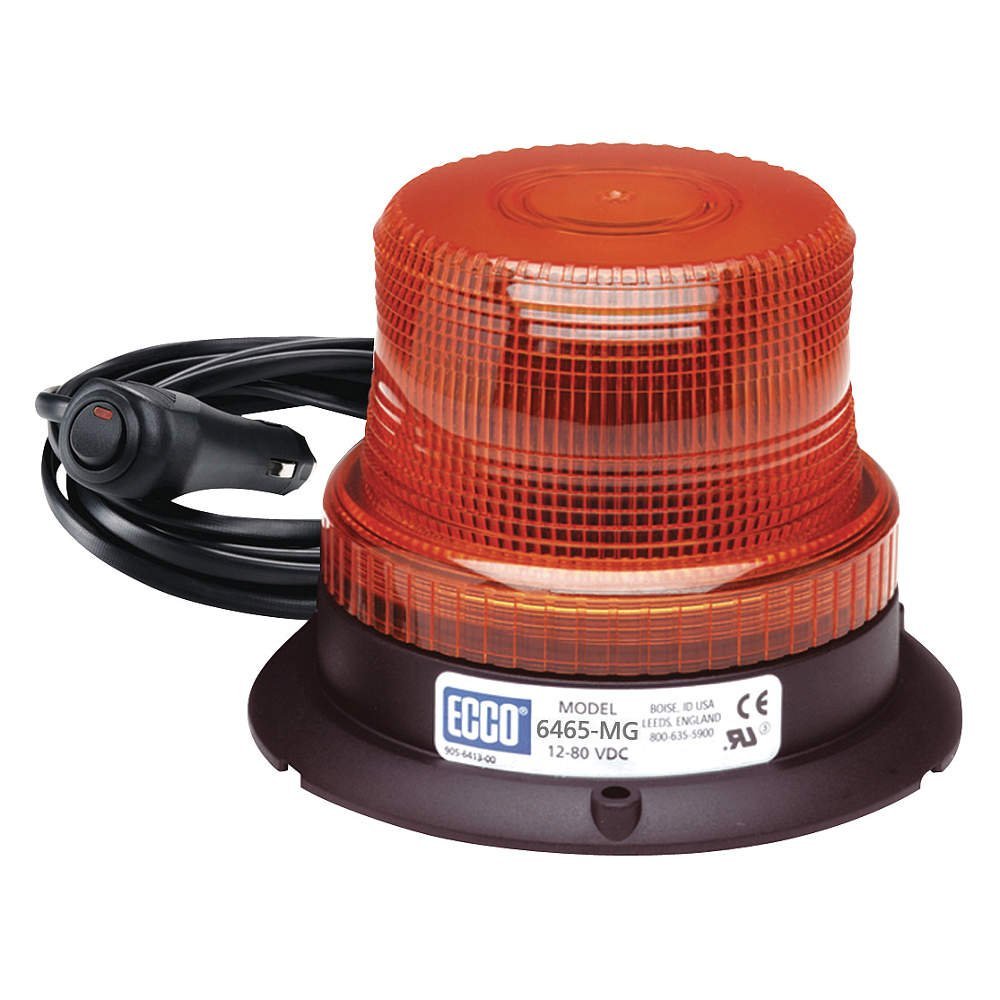 Ecco 6465 Series 12-80VDC Amber Magnet Mount LED Beacon Light - 6465A-MG