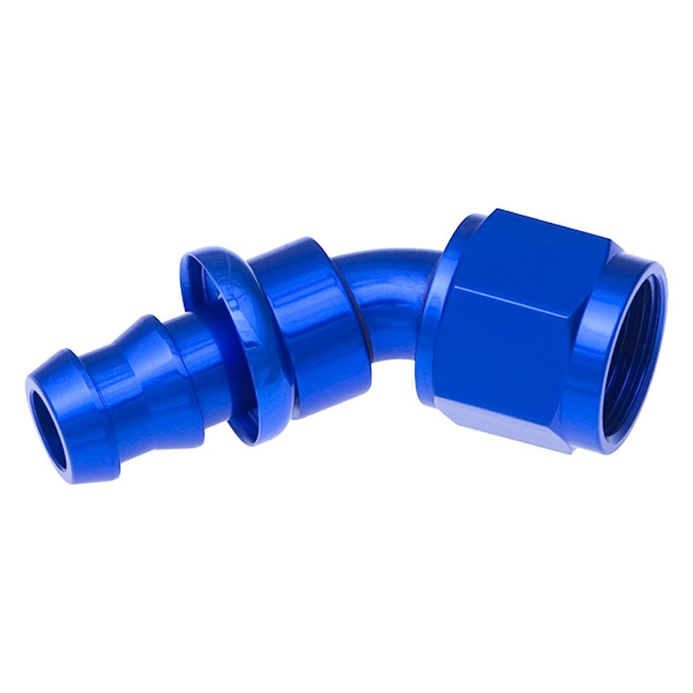 8AN 150 deg An-Jic Push Lock Hose End, Blue