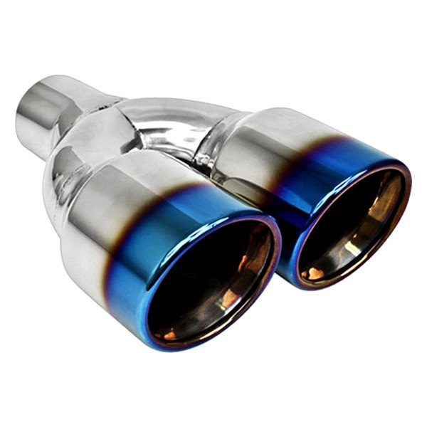 DTEDT-24161BF 2.25 x 7 in. Blue Flame Series Round Rolled Edge Angle Cut Double-Wall Exhaust Tip
