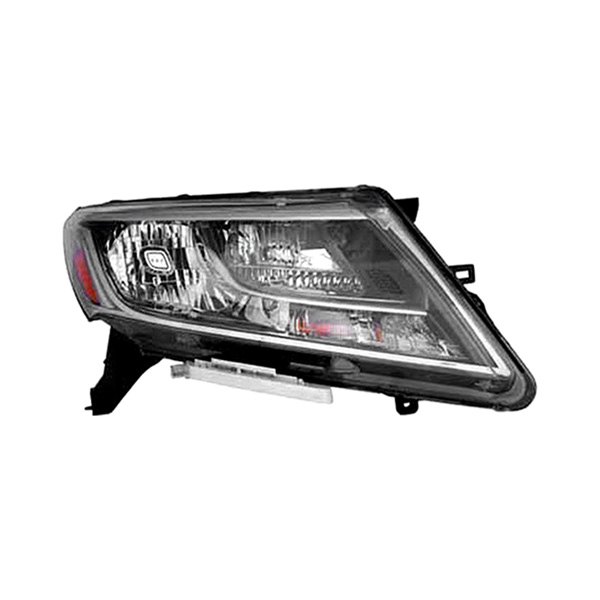 SHE1643A-150BQ-2 Passenger Side Replacement Headlight with Composite Halogen, Black Bezel & Chrome Trim for 2013-2016 Pathfinder