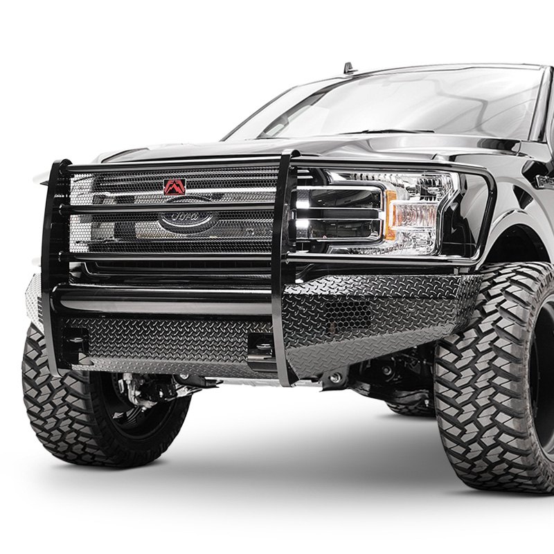 2018 F150 Black Steel Full Grill Guard with Tow Hooks